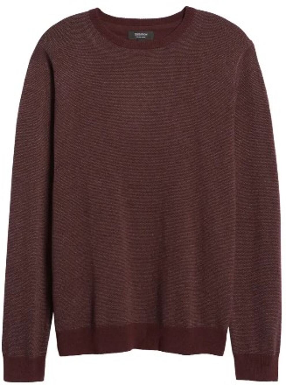 Nordstrom NWT Men's Bird's Eye Crewneck Sweater Burgundy Fudge 2XL